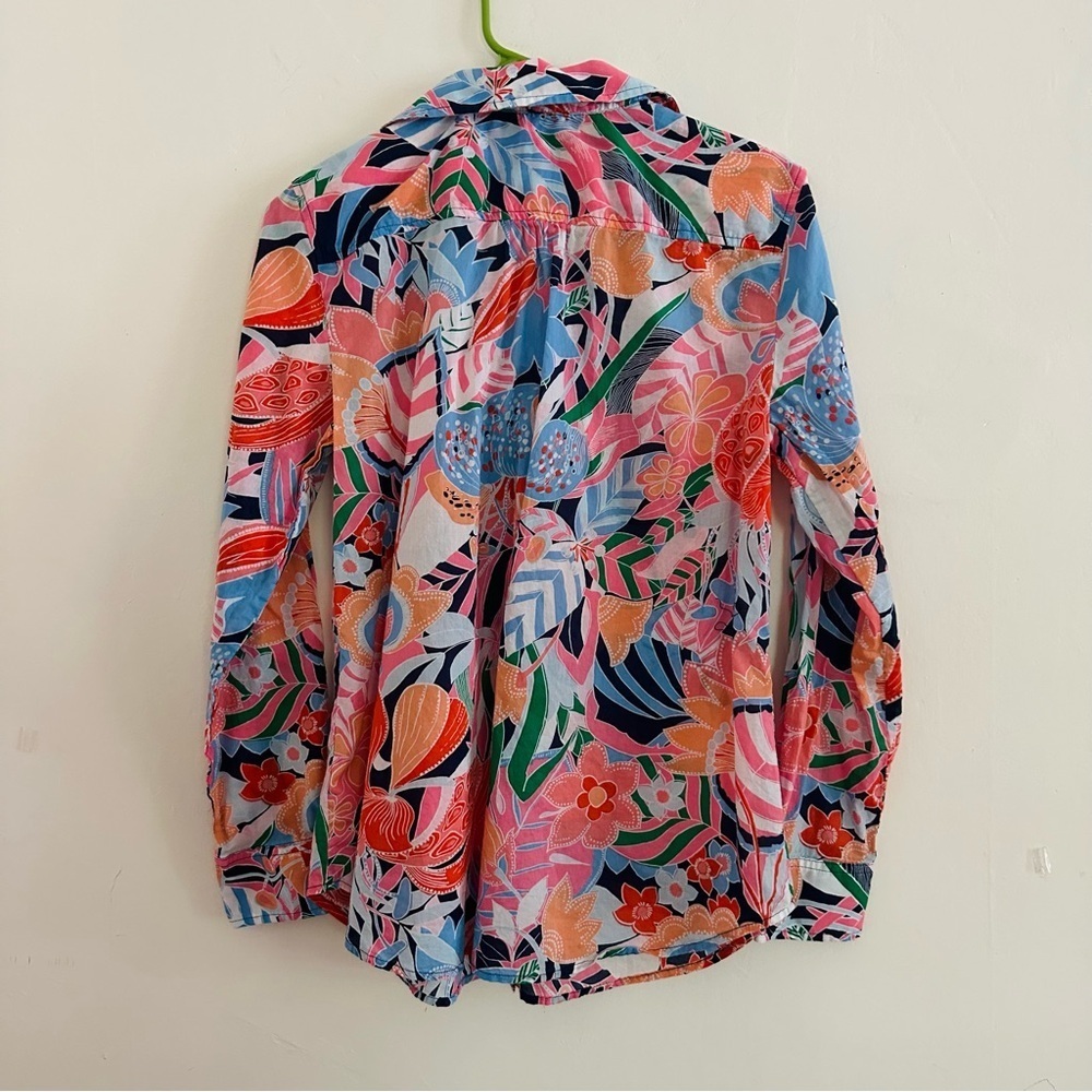 Talbots Cotton Light Weight  Button Down Shirt Size M Bright Floral Tropical - Picture 3 of 5